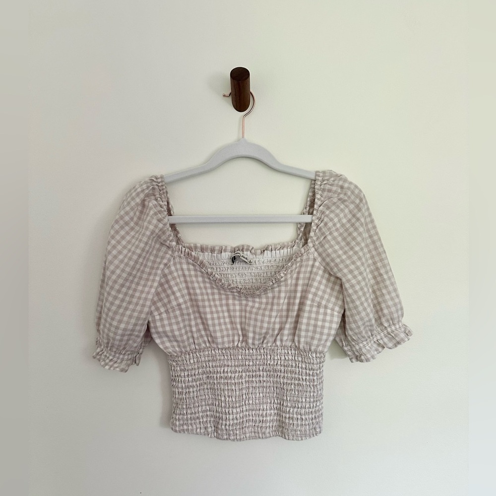 Abercrombie and Fitch Gingham Smocked Top